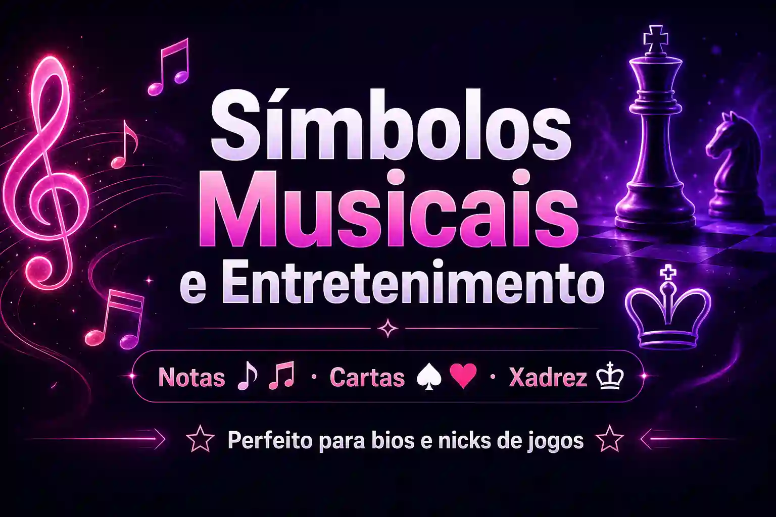 Símbolos musicais e de entretenimento — notas, cartas de baralho e peças de xadrez